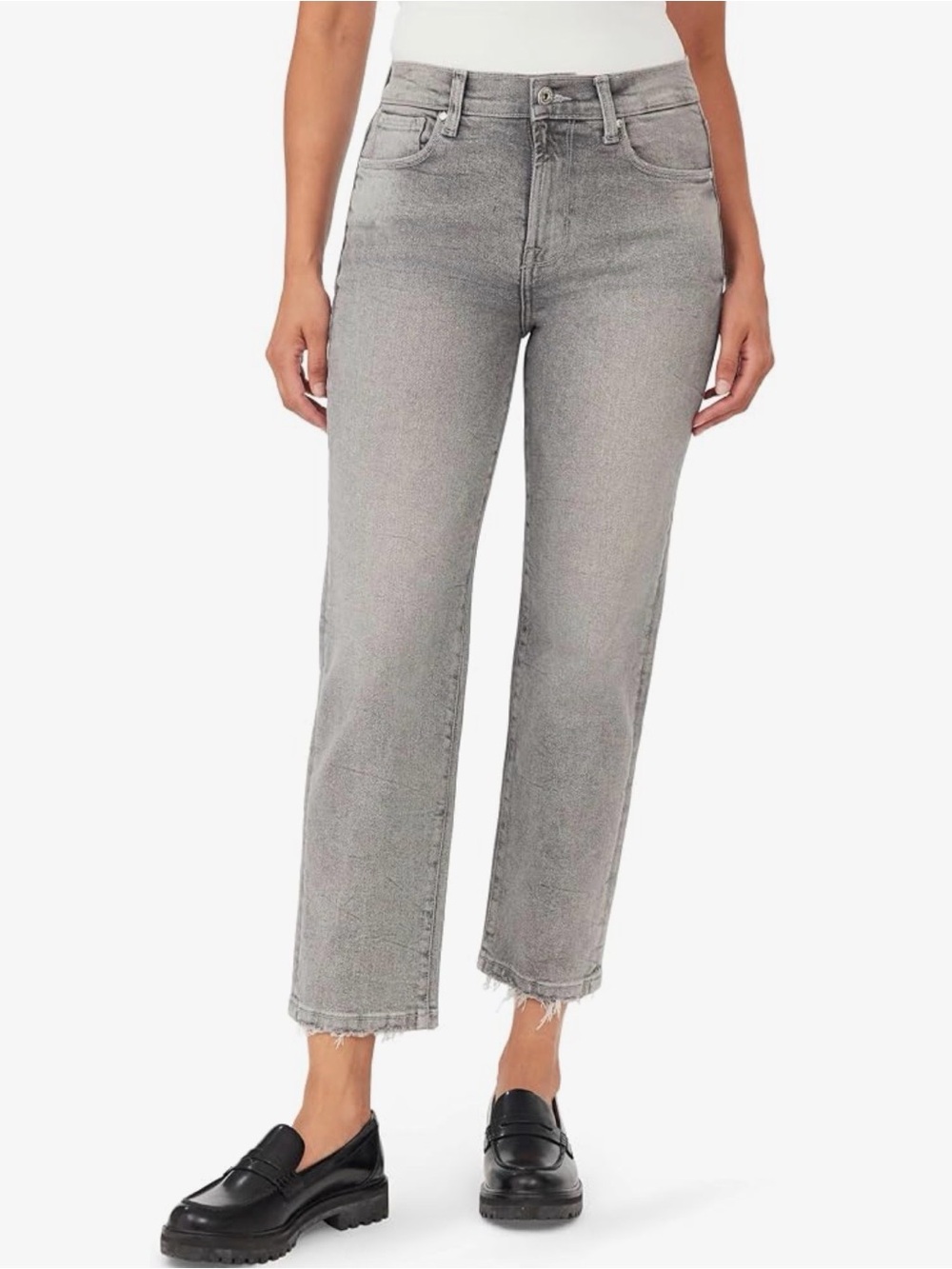 Kensie Jeans Vintage Luxe The Ella High-Rise Straight Leg Ankle Gray Size 2/26
